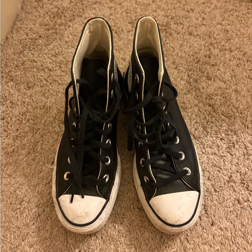 converse leather platform high top sneakers - Picture 3 of 8